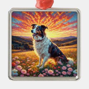 Border Collie Hund Julgransprydnad Metall