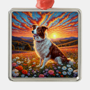 Border Collie Hund Julgransprydnad Metall