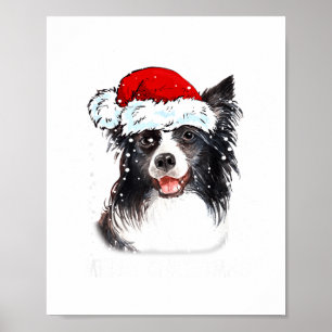 Border Collie Hund Jultomte Julbelysning Jul Pojka Poster