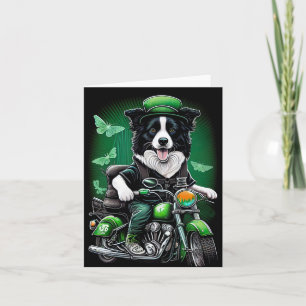 Border Collie Hund Kör Cykel St. Patrick's Day Kort