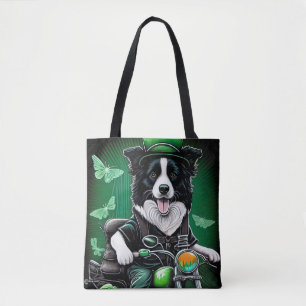 Border Collie Hund Kör Cykel St. Patrick's Day Tygkasse