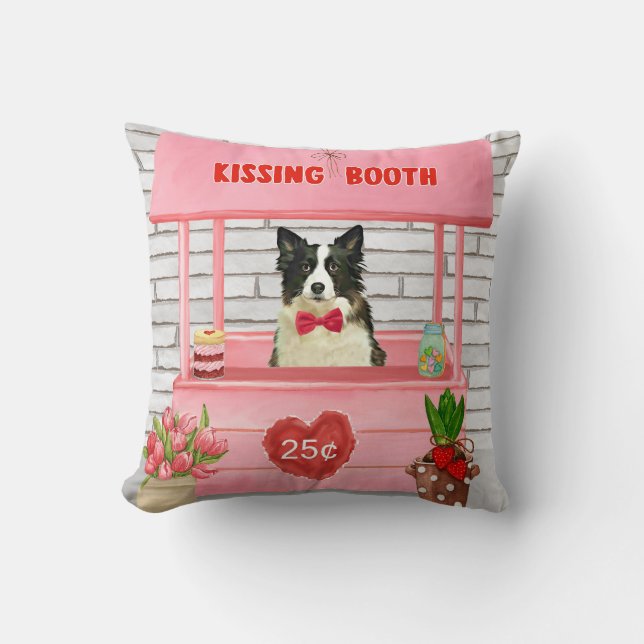 Border Collie Hund Kyssar Kiosken på Alla Hjärtans Kudde (Framsida)