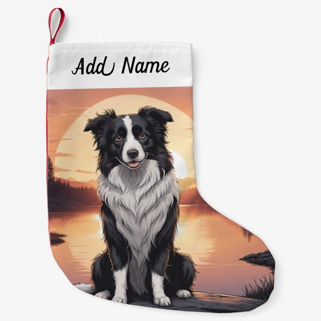 Border Collie Hund Liten Julstrumpa (Framsidan)