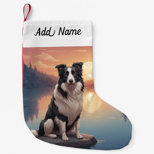 Border Collie Hund Liten Julstrumpa (Framsidan)