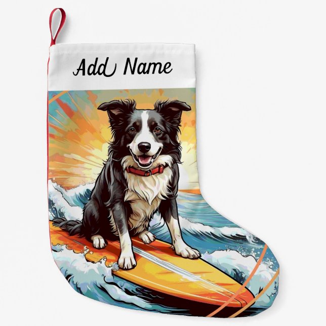 Border Collie Hund Liten Julstrumpa (Framsidan)