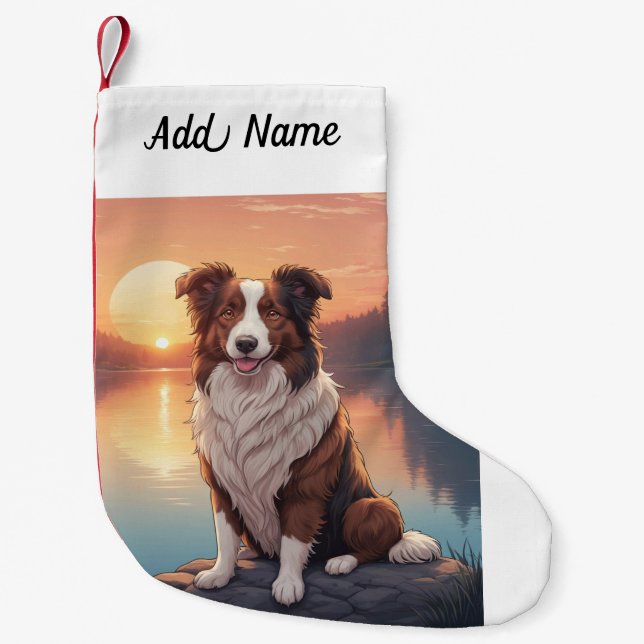 Border Collie Hund Liten Julstrumpa (Framsidan)