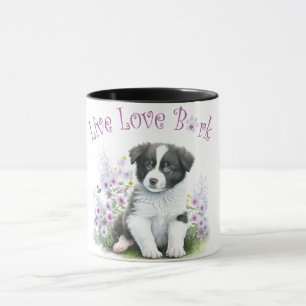 Border Collie Hund Mamma Blommig Mugg