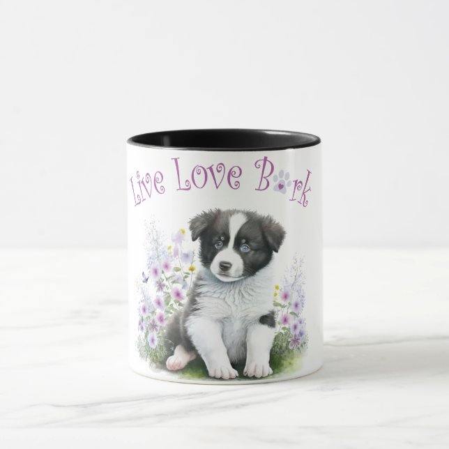 Border Collie Hund Mamma Blommig Mugg (Center)