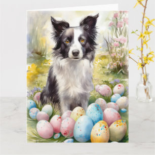 Border Collie Hund med påskägg Semester Kort
