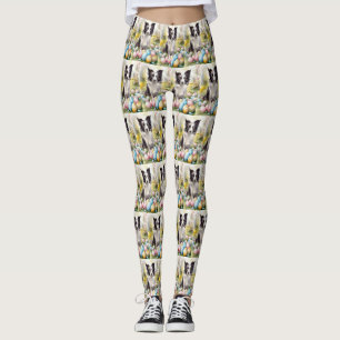 Border Collie Hund med påskägg Semester Leggings
