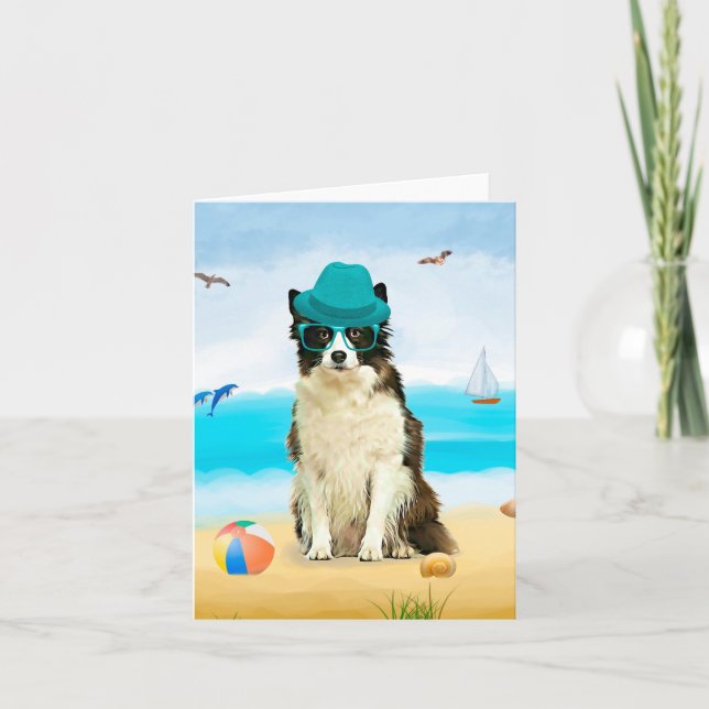 Border Collie Hund på Strand Kort (Framsida)