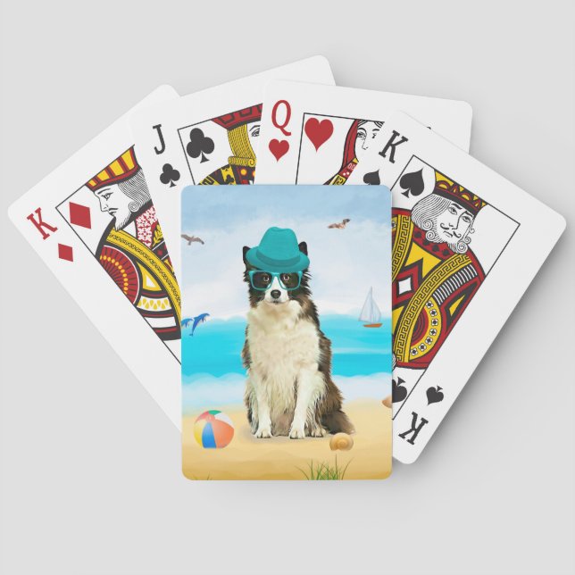 Border Collie Hund på Strand Kudd Casinokort (Baksidan)
