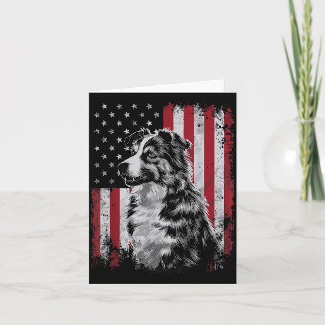 Border Collie Hund Pappa Mamma Amerika 4 juli Kort (Framsida)
