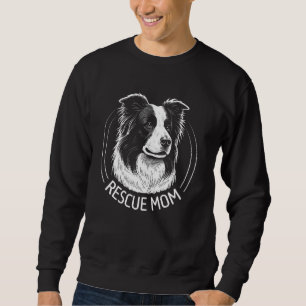 Border Collie Hund Porträtt Räddning Mamma Lång Ärmad Tröja