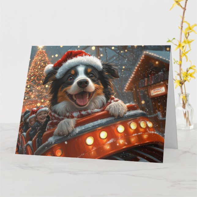 Border Collie Hund Rullande Berg- jul Kort (Gul blomma)