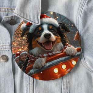 Border Collie Hund Rullande Matta Jul Knapp