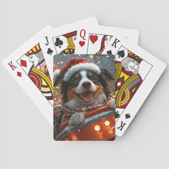 Border Collie Hund Rulltrappa Jul Casinokort (Baksidan)