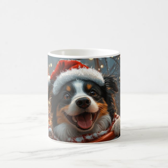 Border Collie Hund Rulltrappa Jul Kaffemugg (Center)