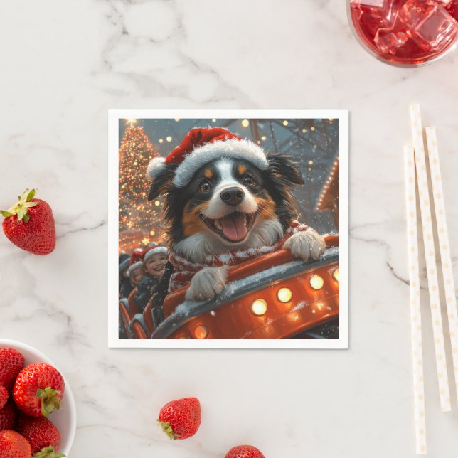 Border Collie Hund Rulltrappa Jul Pappersservett (Insitu)