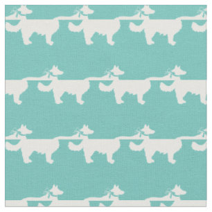 Border Collie Hund Silhuett Husdjur Teal Tyg