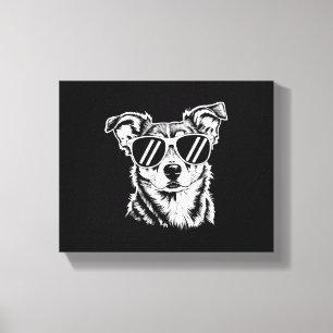 Border Collie Hund som bär solglasögon Vintage Hus Canvastryck