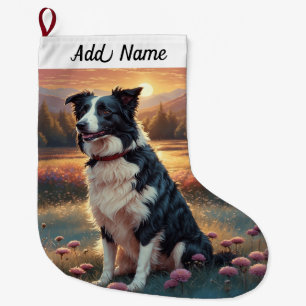 Border Collie Hund Stor Julstrumpa