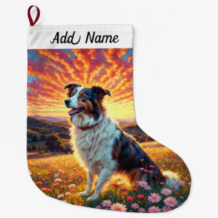 Border Collie Hund Stor Julstrumpa