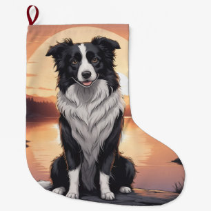 Border Collie Hund Stor Julstrumpa