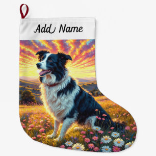 Border Collie Hund Stor Julstrumpa