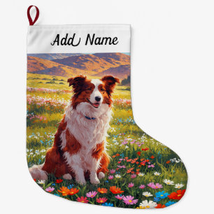 Border Collie Hund Stor Julstrumpa