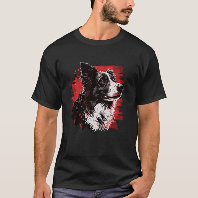 Border Collie Hund T Shirt (Framsida)