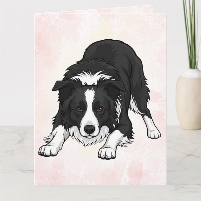 Border Collie Hund Vikad Grattiskort Kort (Framsida)