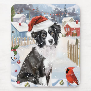 Border Collie Hund Vinter Värld Julglädje Musmatta