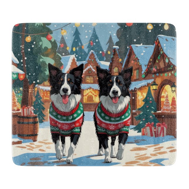 Border Collie Hundar Jul Snö Holiday (Framsidan)