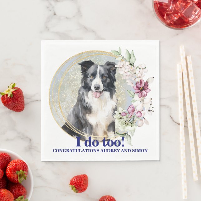 Border Collie Husdjursbröllop Servetter Med Hund F (Insitu)