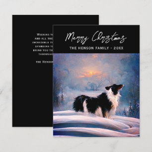 Border Collie i vinter snöig landskap jul Julkort