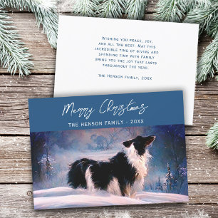 Border Collie i vinter snöig landskap jul Julkort