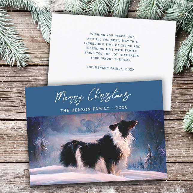 Border Collie i vinter snöig landskap jul  Julkort (Skapare uppladdad)
