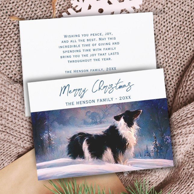 Border Collie i vinter snöig landskap jul  Julkort (Skapare uppladdad)