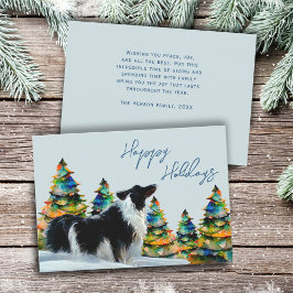 Border Collie i vintersnö julgran Julkort