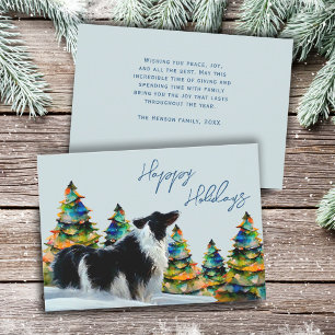 Border Collie i vintersnö julgran Julkort