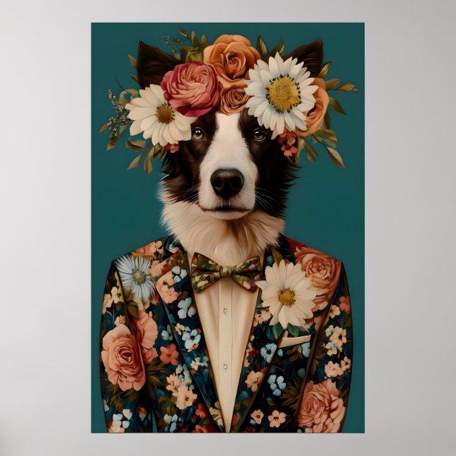 Border Collie In Suit Poster, Border Collie Poster (Framsidan)