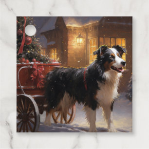 Border Collie Jul Festiv Säsong Gåvor Etiketter