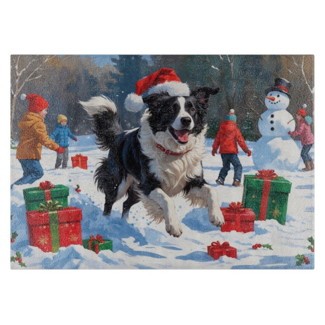 Border Collie Jul Festiv Snö Scen (Framsidan)