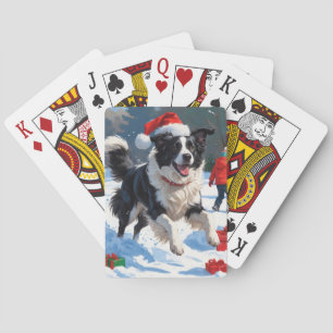 Border Collie Jul Festiv Snö Scen Casinokort