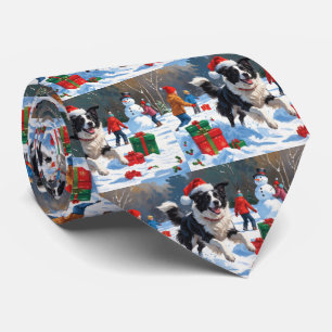 Border Collie Jul Festiv Snö Scen Slips