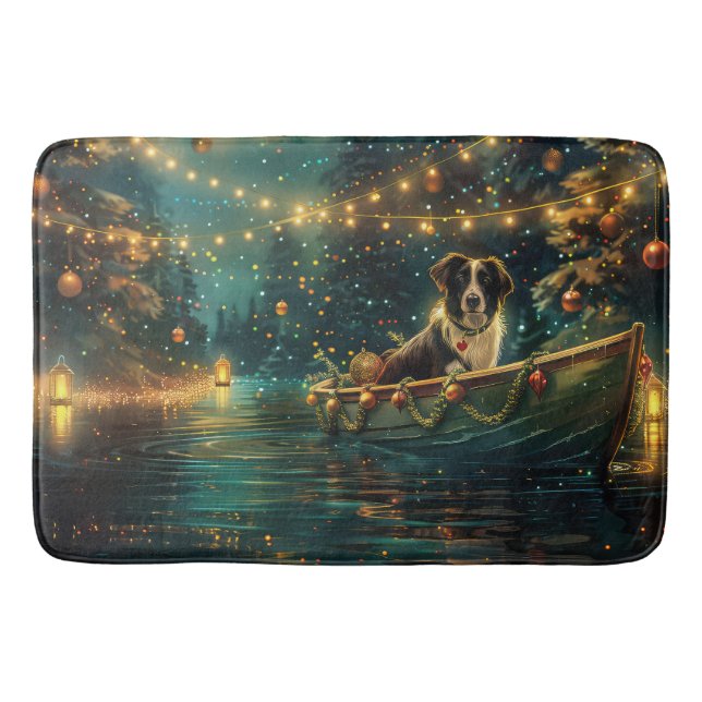 Border Collie Jul Festlig Färd Badrumsmatta (Framsidan)