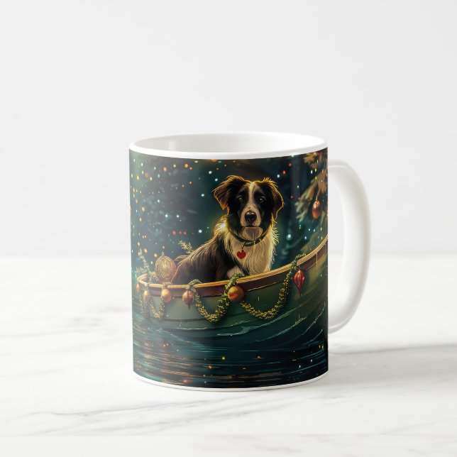 Border Collie Jul Festlig resa Kaffemugg (Framsida höger)