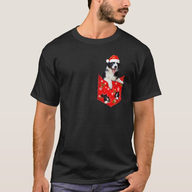Border Collie jul ficka för Border Collie T Shirt (Framsida)