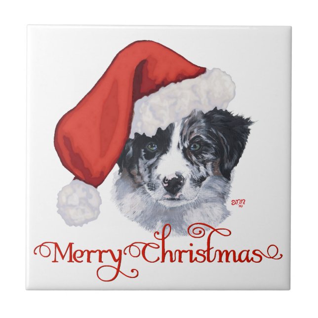 Border Collie Jul Kakelplatta (Framsidan)